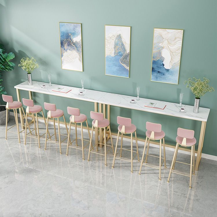 1/2/5 Pieces Modern Iron Bar Table Set Rectangle Engineered Wood Bistro Set with Footrest