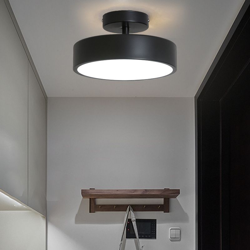 Contemporary Ceiling Light Fixture Drum Metal Semi Flush Mount for Corridor
