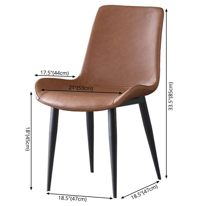 Leather Contemporary Restaurant Side Chair Parsons Matte Finish Dining Chair