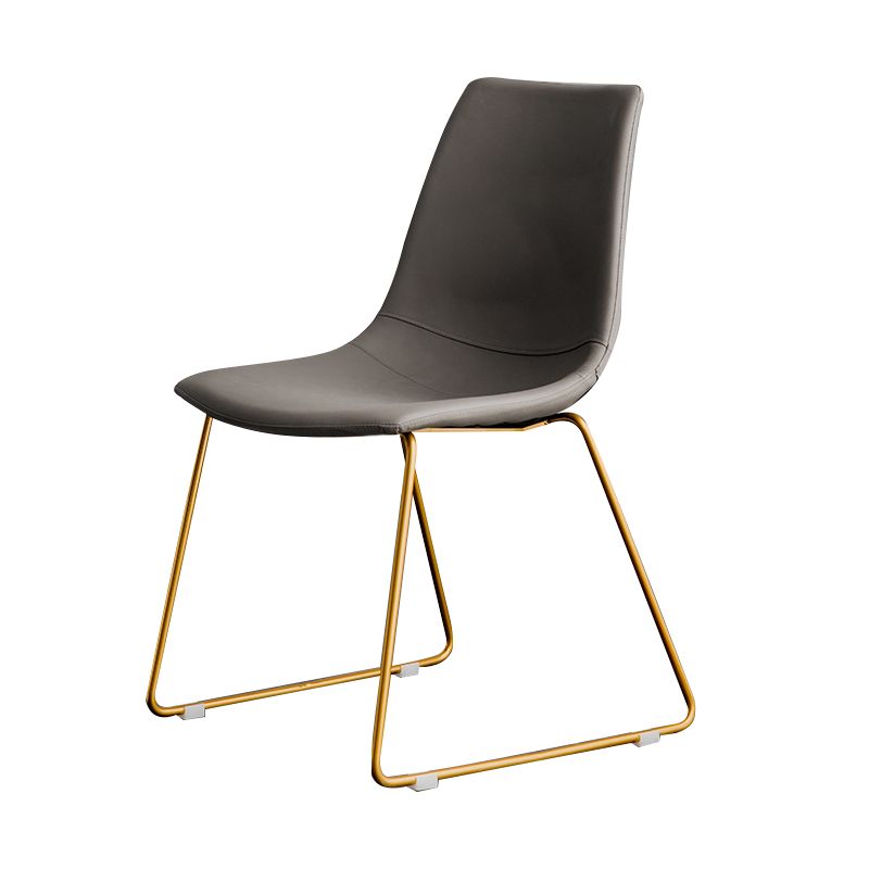 Scandinavian Design Solid Back Armless Dining Chairs Leather Dining Chairs