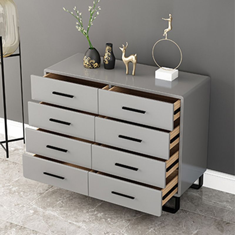 Contemporary Bedroom Storage Chest Engineered Wood Chest in Gray with Drawers