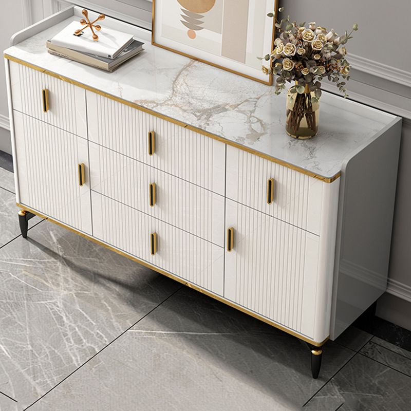 Glam Stone Storage Chest Bedroom Chest in White with Drawers