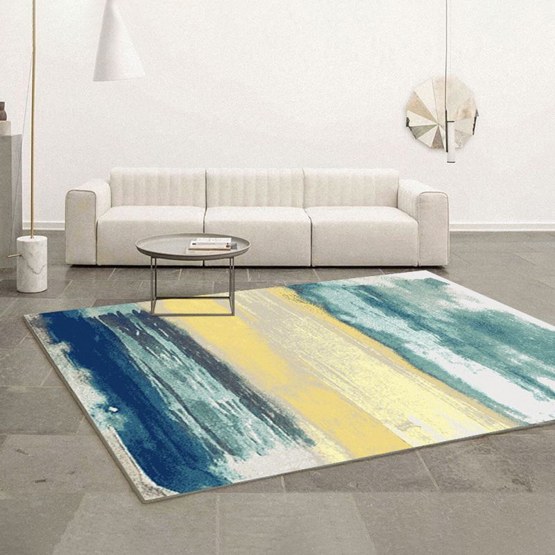 Abstract Ink Painting Rug Polyester Indoor Rug Non-Slip Backing Carpet for Living Room