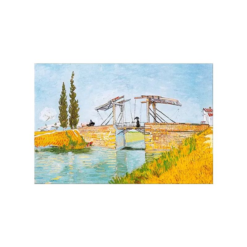 Yellow River Landscape Wall Art Van Gogh the Langlois Bridge Farmhouse Textured Painting
