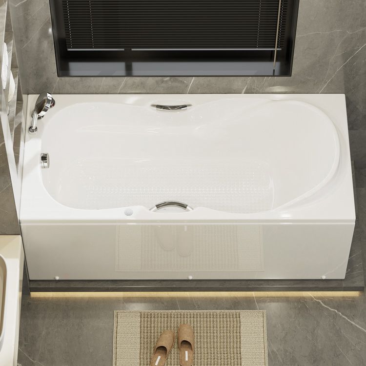 Rectangular Bath Soaking Back to Wall Bathtub in White (Board not Included)