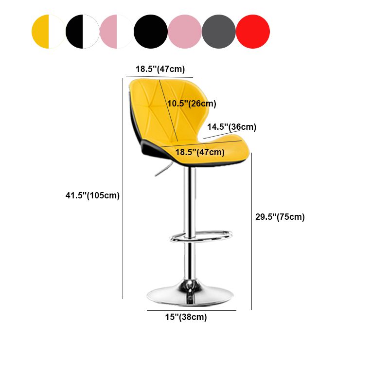 Scandinavian Metal Barstool Faux Leather Footrest Adjustable Counter Stool