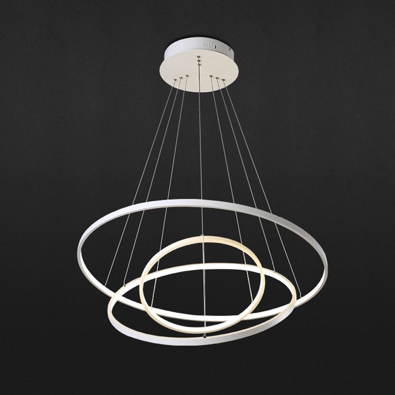 Modern Style Multi-Tier Pendant Chandelier Metal Mutil Lights Suspended Lighting Fixture in White