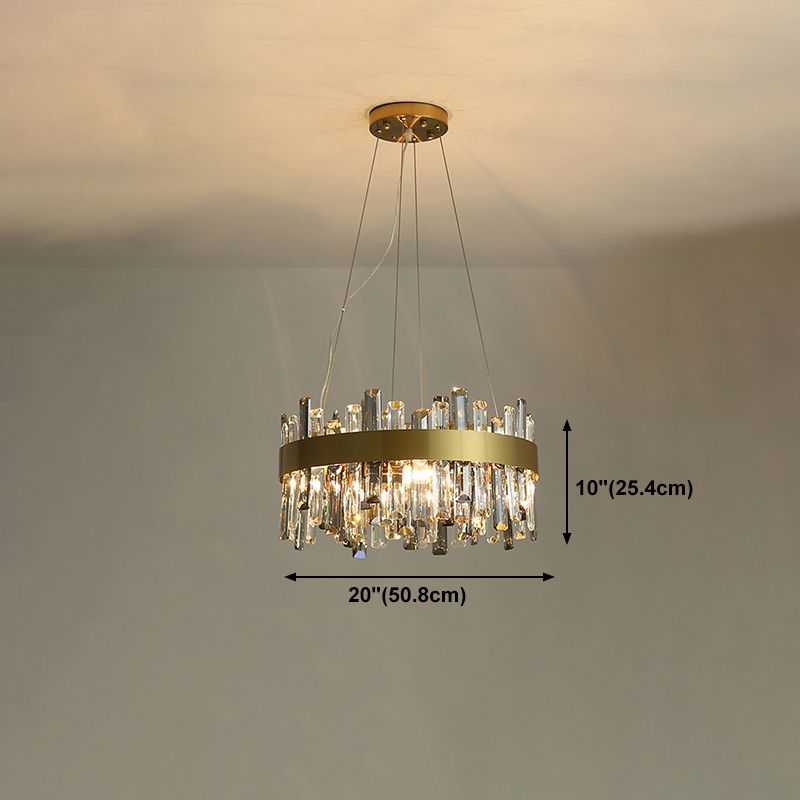 Round Shape Hanging Lights Crystal Modern Chandelier in Gold for Living Room