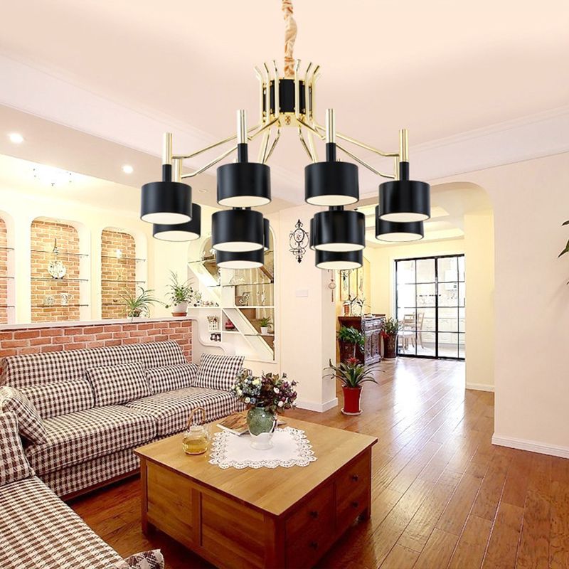 Drum Shade Chandelier Light Post-modern Metal Living Room Suspended Lighting