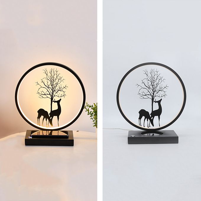 Modern Style Circle Shape Table Light Metal 1 Light Nightstand Lamps for Bedside