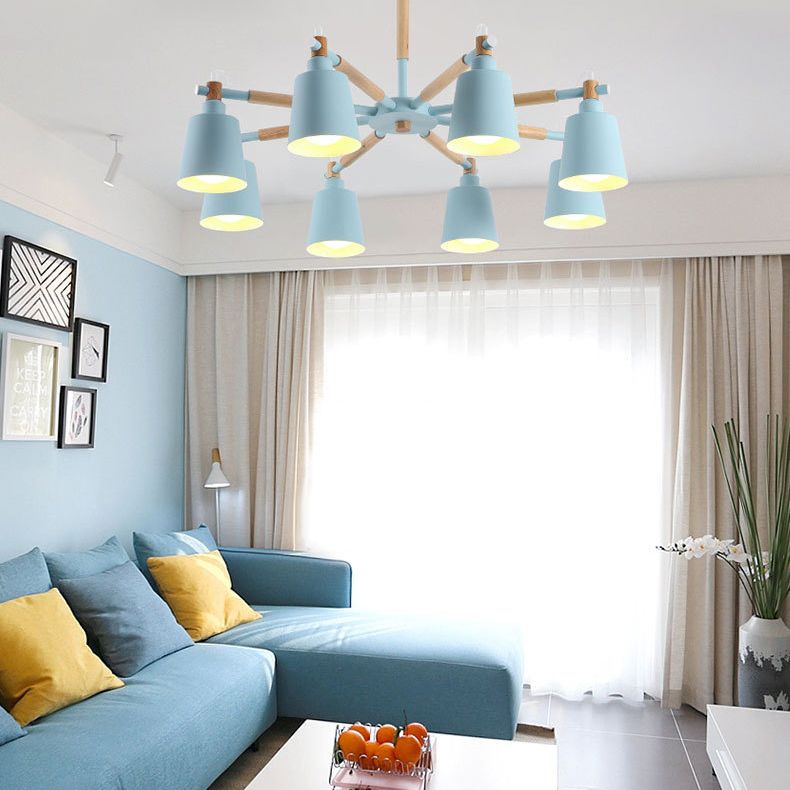 Metal Cone Shaped Chandelier Light Fixture Nordic Style LED Suspension Pendant Light