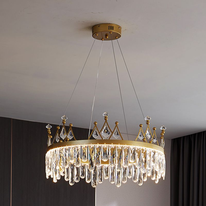 New Modern Gold Tiered Chandelier Light Fixtures Crystal LED Hanging Lamp for Living Room