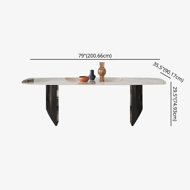 Contemporary Dining Sets with Sintered Stone Dining Table and Cushioned Chairs