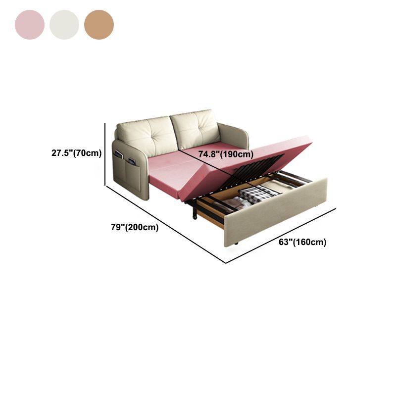 35.4" H Faux Leather Square Arm Tufted Sofa Bed For Living Room