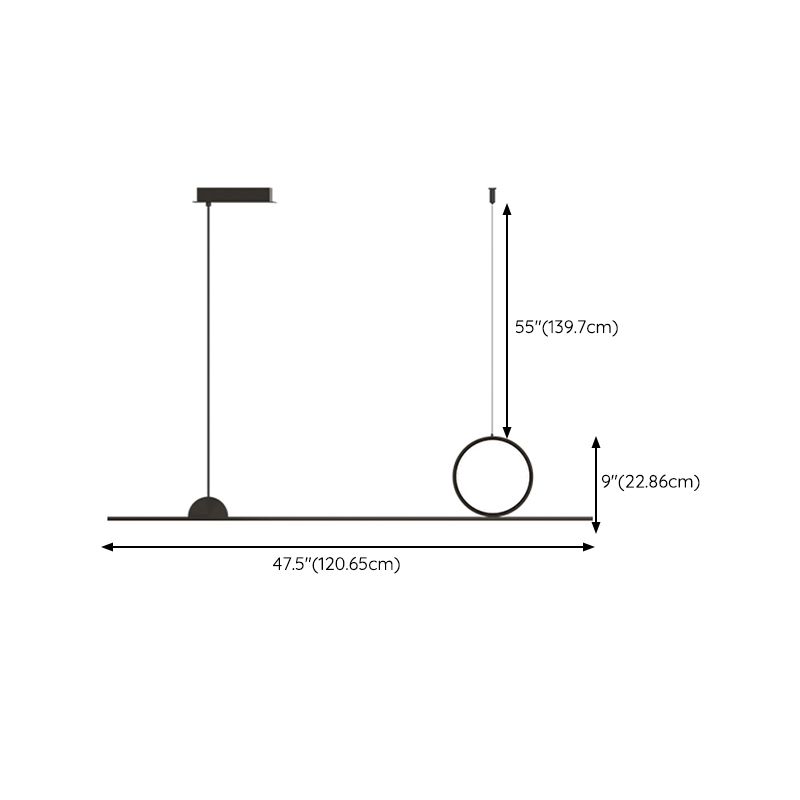Black LED Island Hanging Lamp Modern Simple Island Lamp with Acrylic Shade for Dining Room