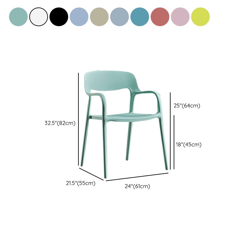 Open Back Dining Side Chair Dining Room Home Plastic Arm Chair