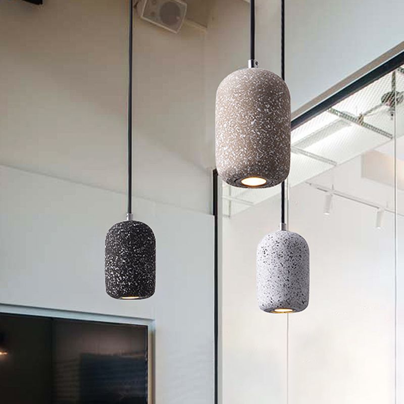 Nordic Capsule Pendant Light Cement Single-Bulb Dining Room Suspension Light Fixture