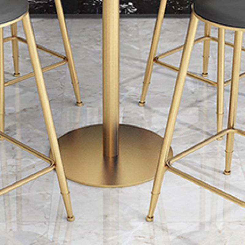 Faux Marble Bar Dining Table Bar Wine Table with Metal Pedestal Base