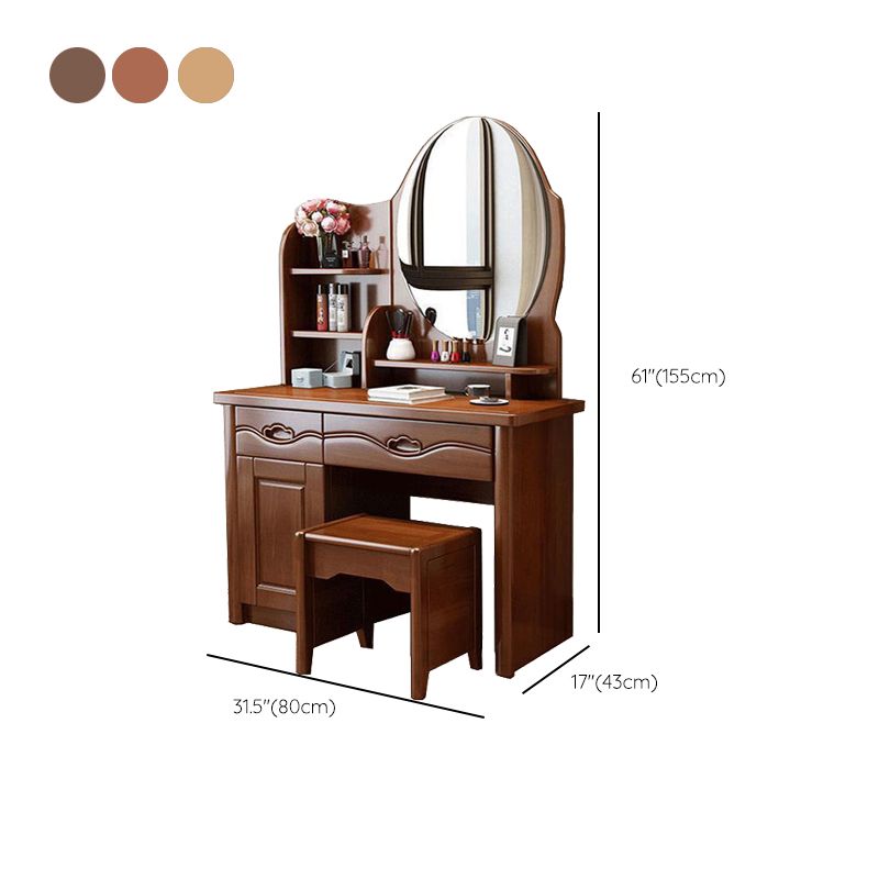 Modern Vanity Table and Stool Set Solid Wood Vanity Desk for Bedroom