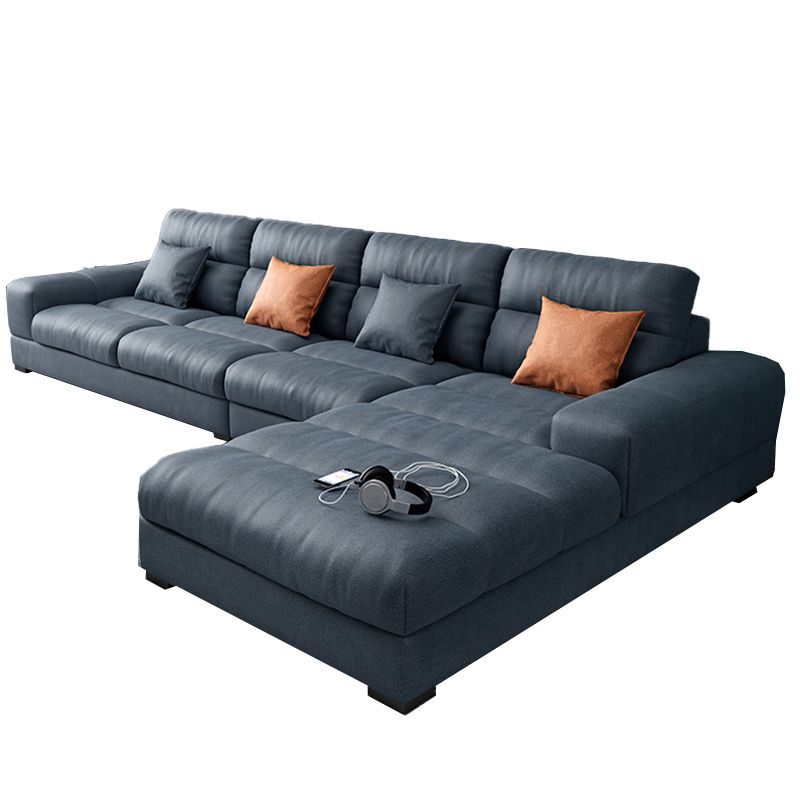71" Wide Modern Sectional Sofa Leather Sectionals with Bostol Pillows