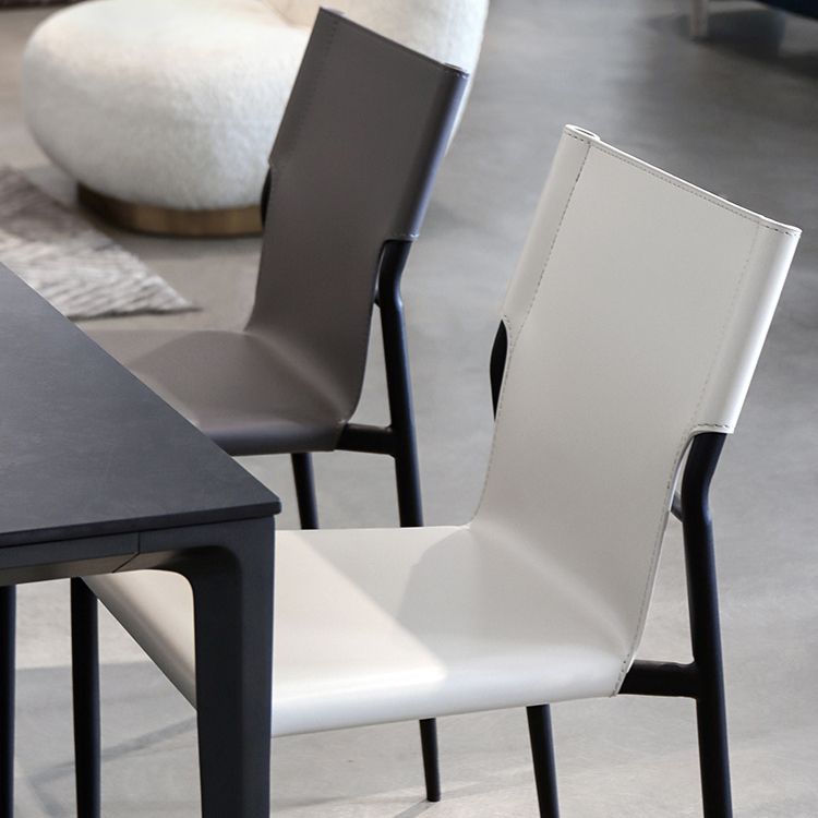 Faux Leather and Metal Dining Room Chair Contemporary Side Chair