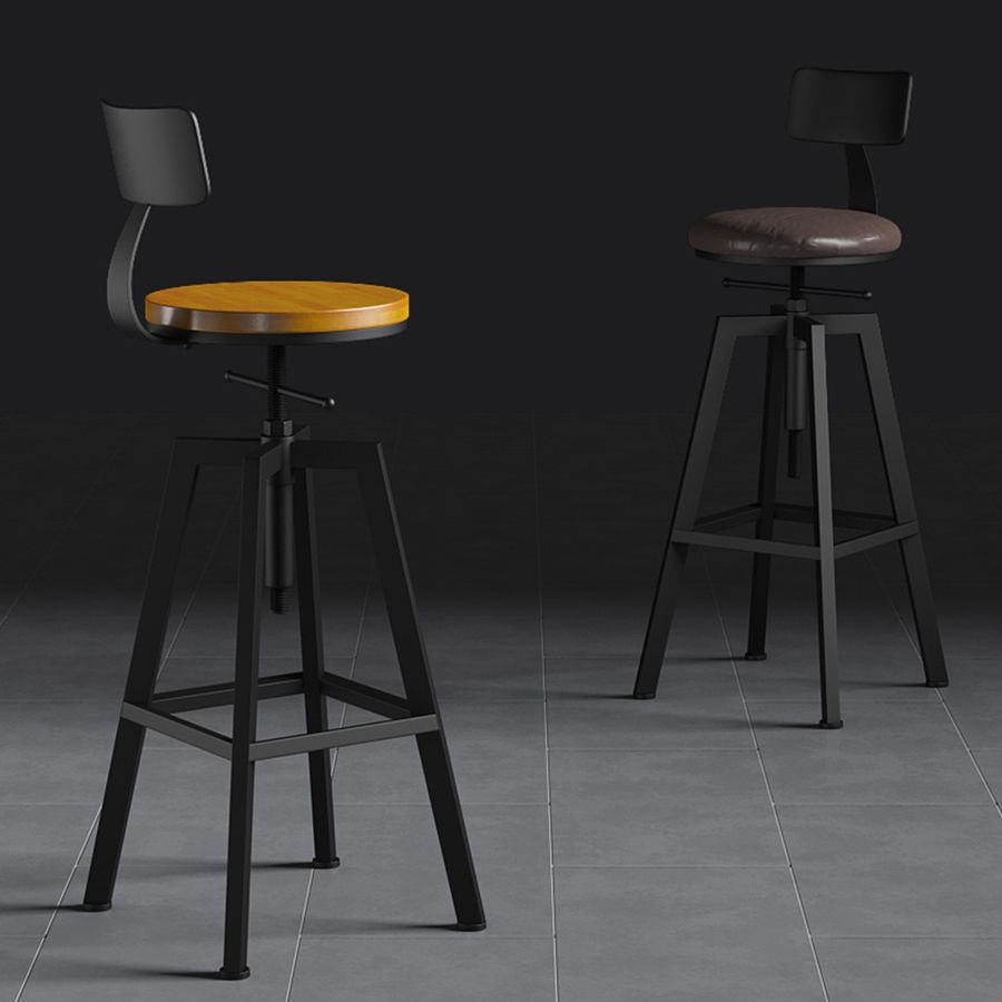 Round Metal Counter & Bar Stool Industrial Footrest Counter-height Stool