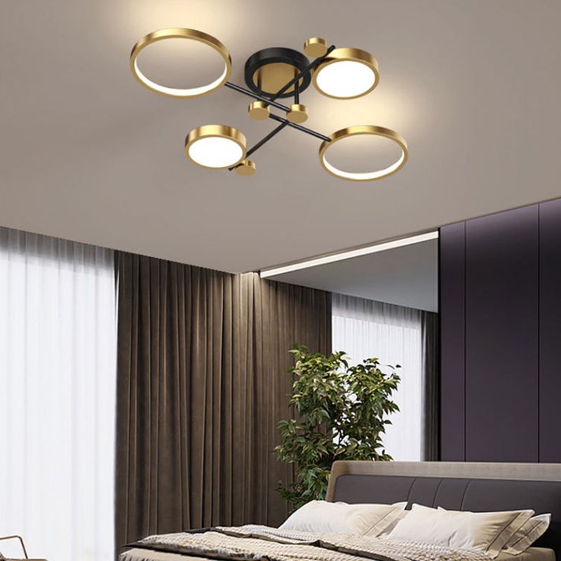 LED POSTERNO LIGHT LIGHT ANILLO NEGRO Y GOLDO SEMI FLUSH LIGHTIVE PARA SALA