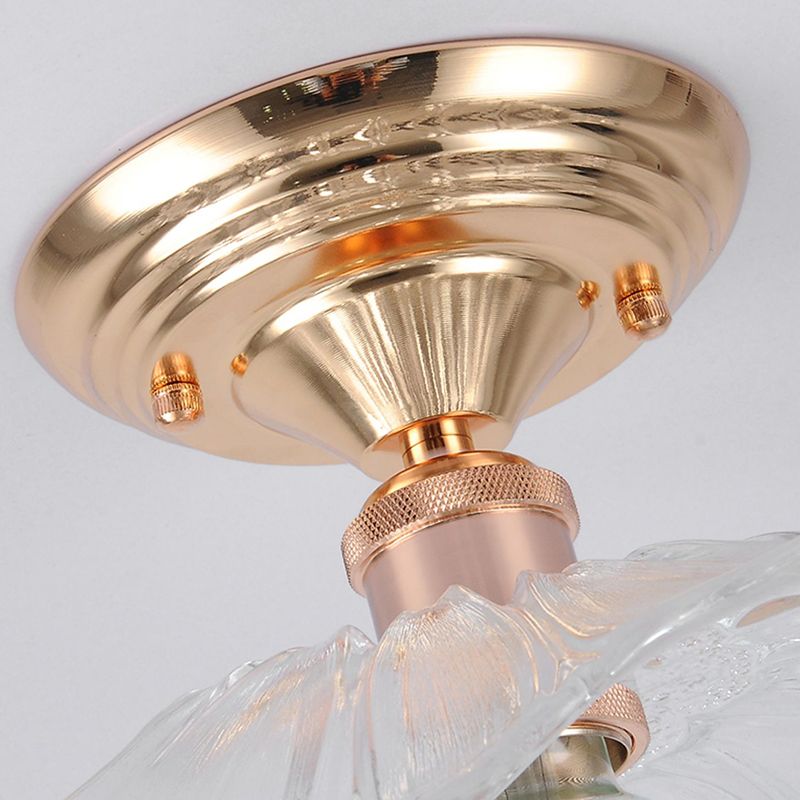 Nordic Style Ceiling Light Circle Shape Ceiling Lamp with Glass Shade for Bedroom