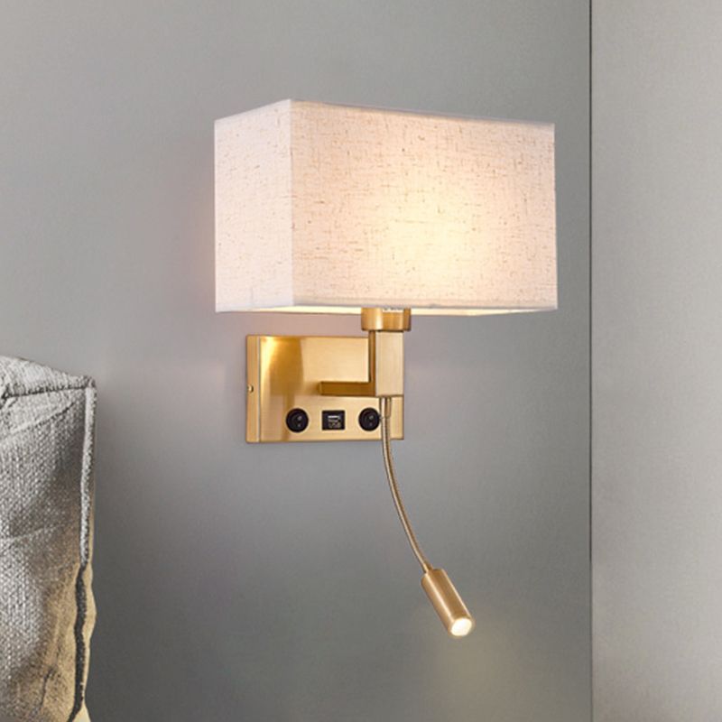 Modern Rectangular Wall Mount Lamp Fabric 2 Lights Wall Light Fixture