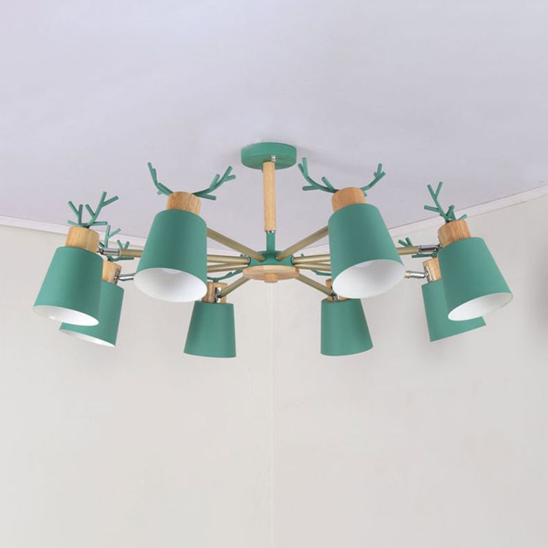 Moderne kreative makkaron Anhänger helle hölzerne geometrische Hanglampe mit Schmiedeeisenschatten
