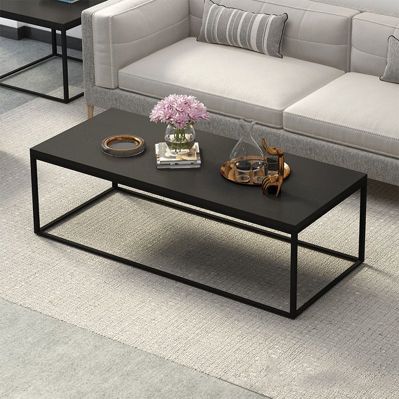 17.7" Tall Wooden Rectangle Top Coffee Table Iron Frame Base Cocktail Table