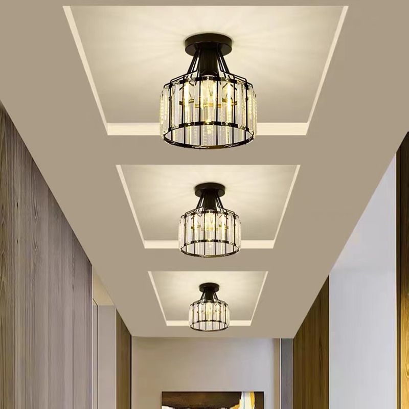 Crystal Cylinder Semi Mount Lighting Simplicity 1 Light Semi Flush Mount