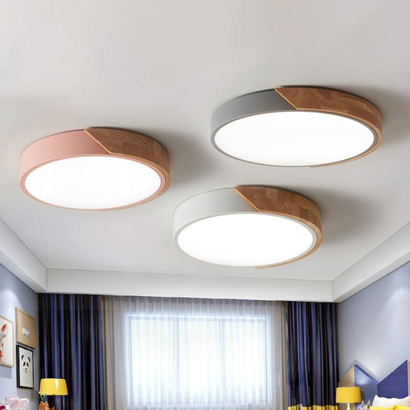 Luz de techo empotrada LED de estilo nórdico metálico con iluminación de montaje empotrado LED para dormitorio de forma redonda