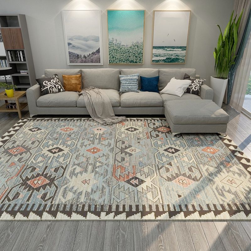 Unusual Rhombus Patterned Rug Multi-Color Moroccan Rug Polyester Pet Friendly Stain Resistant Non-Slip Carpet for Great Room