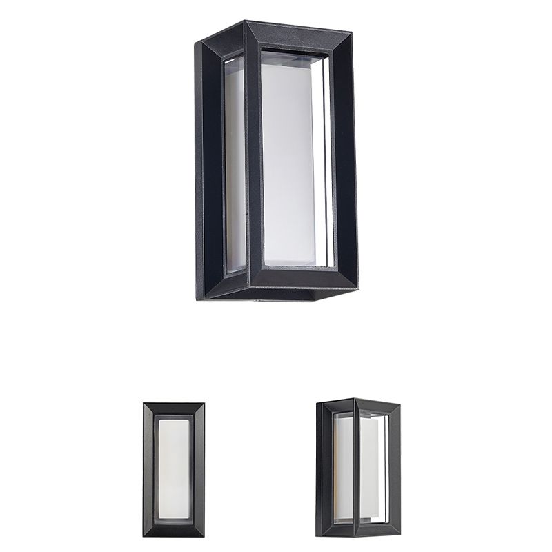 LED Modern Metal Wall Sconce Rectangle Shape Wall Light with Acrylic Shade for Courtyard