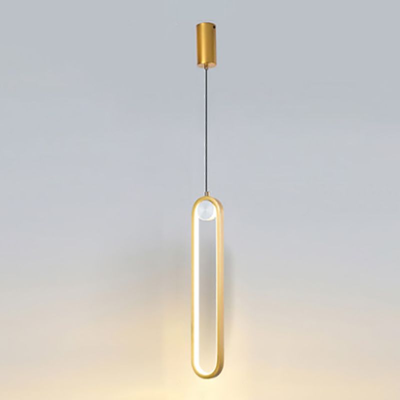 Moderne stijl led hanglamp 1 licht ovaal metaalhanglicht voor bed voor het bed