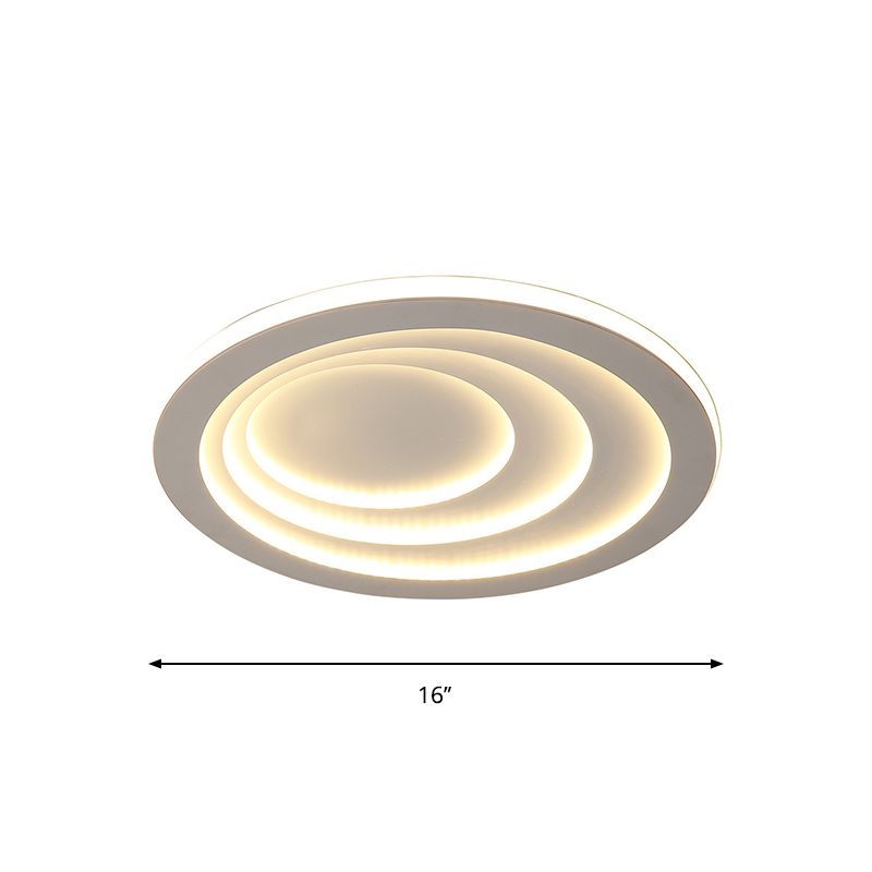Luz empotrada de acrílico LED minimalista de montaje empotrado en techo ondulado blanco en luz blanca/cálida, 16"/19,5"/23,5" de ancho