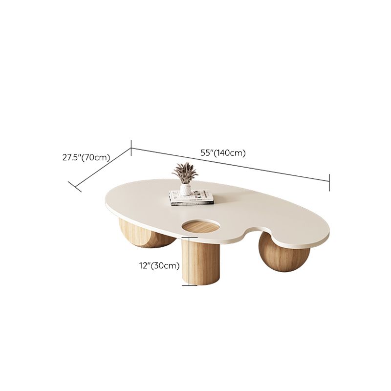 11"H Contemporary Coffee Table Solid Wood White Coffee Cocktail Table