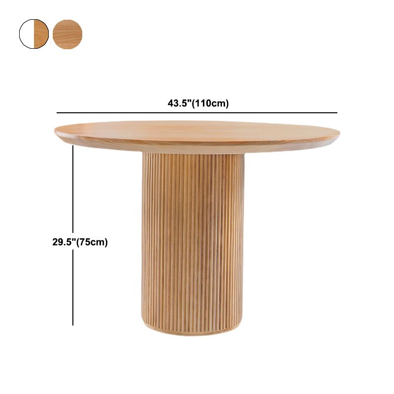 Modern Round Standard Height Dining Table Natural Base Pedestal Casual