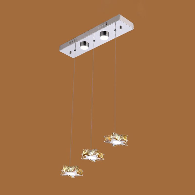 K9 Crystal Star LED Ceiling Light Minimalist Stainless-Steel Hanging Pendant Light