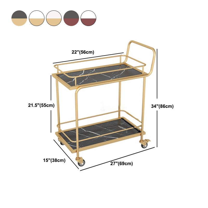 33.86" High Modern Style Rolling Prep Table Stone Prep Table for Dining Room