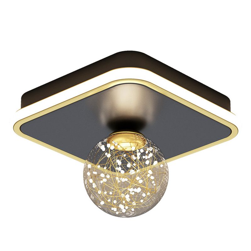 Geometric Ceiling Light Fixture Minimalist Metal LED Black Ceiling Mounted Fixture