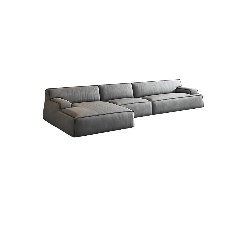 Recessed Arm Modular/Stationary Furniture Sectionals in Grey