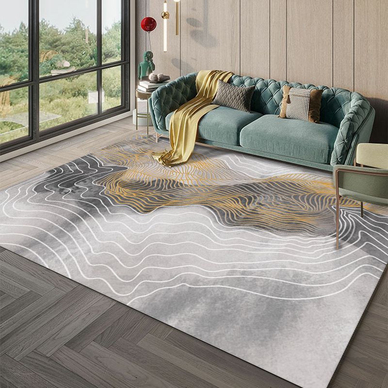 Novelty Area Carpet Stylish Gilt Design Polyester Rug Washable Stain Resistant Area Carpet