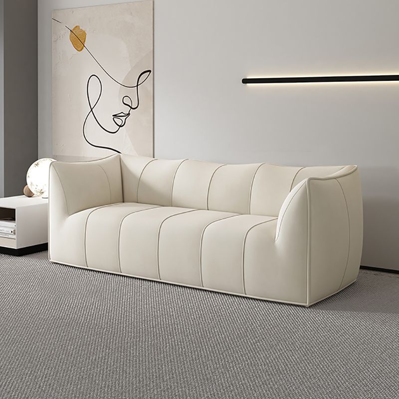 Contemporary White Cushions Flared Arm Fabric Living Room Seating