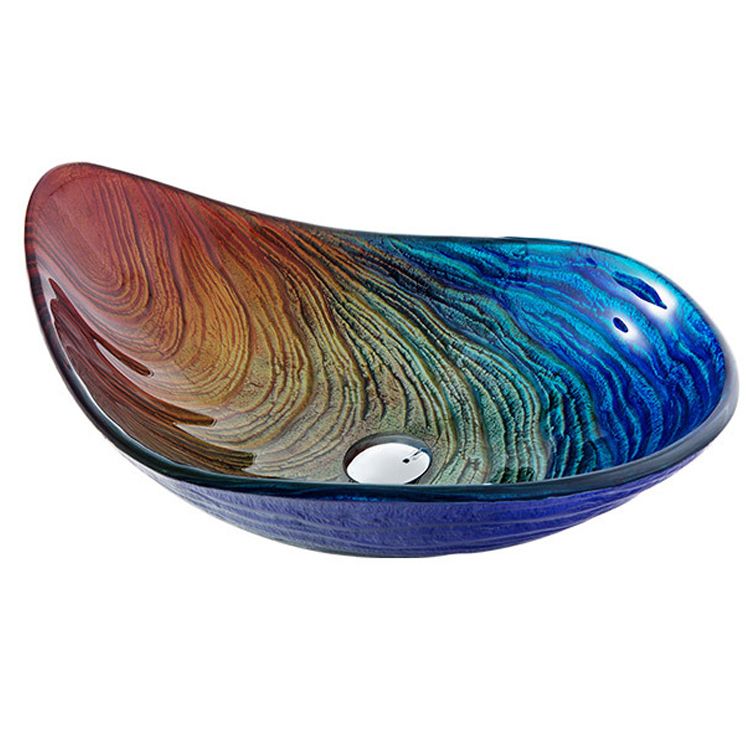 Creative Glass Vessel Sink Specialty Vessel Bathroom Sink with Pop-Up Drain