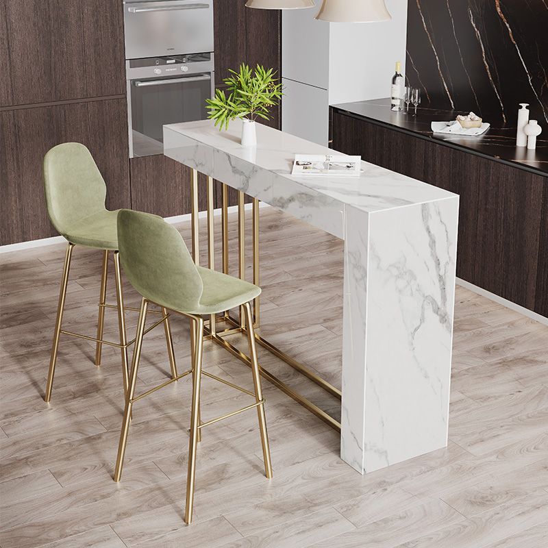 1/2/3 Pieces Glam Rectangle Sintered Stone Counter Table with High Stools in Gold