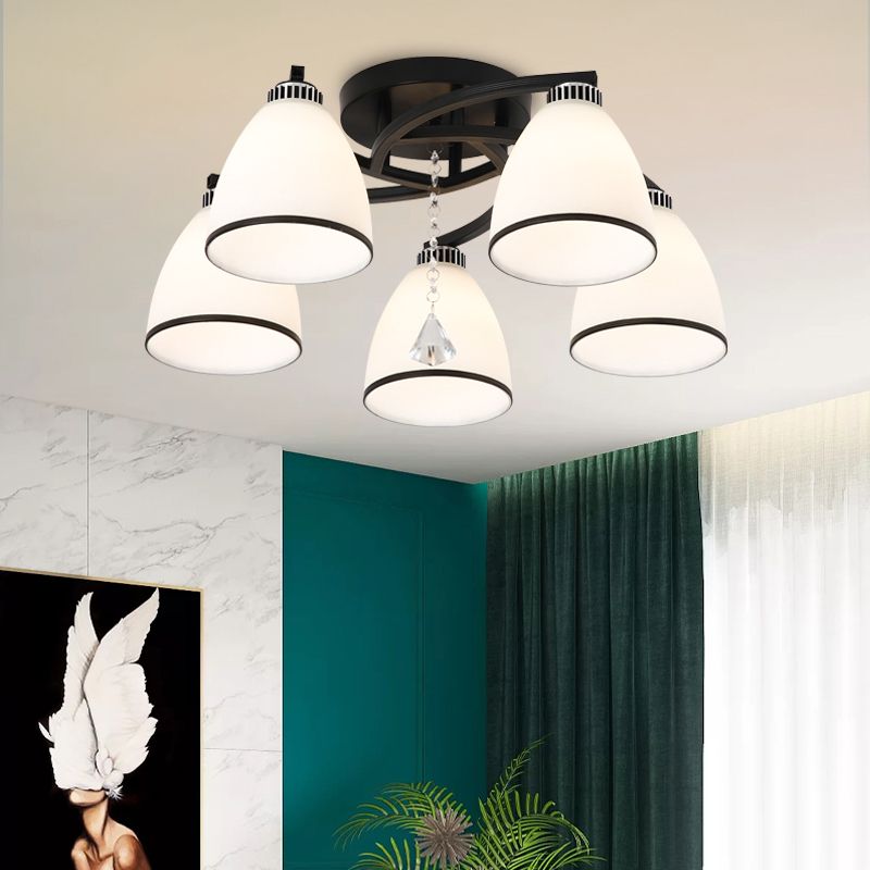 Light de plafond en verre moderne noir Multi Light Flush Mount Plafond Light for Dining Room