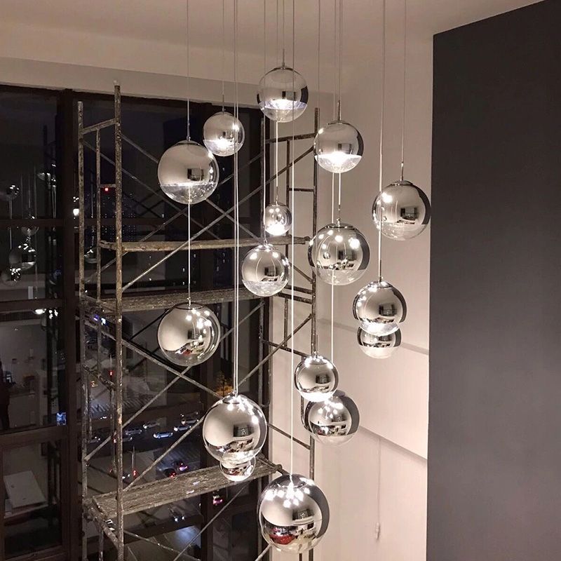 1 Light Glass Pendant Ceiling Lights Modern Spherical Hanging Ceiling Lights for Dining Room