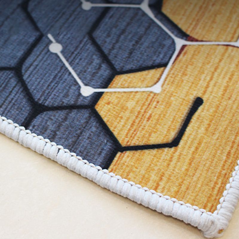 Rectangle Shape Abstract Pattern Rug Living Room Polyester Washable Area Rug